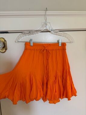 Olivaceous Bright Orange Ruffle Skirt